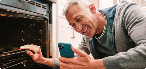 Customer using video chat app on cell phone