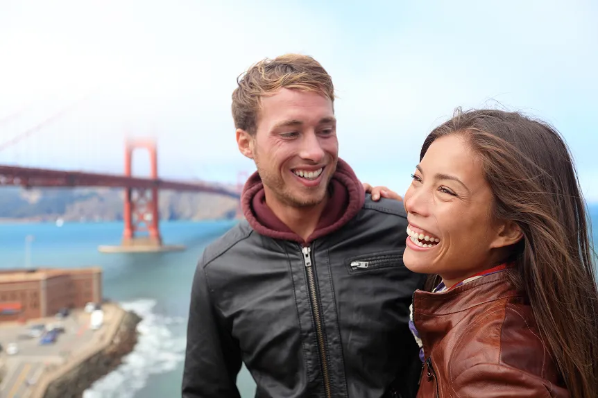 Young couple enjoying California